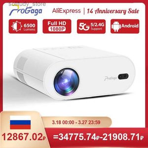 Other Projector Accessories Progaga PG510W Portable Projector Android 11.0 Real 1080P Full HD 120 inch 6500 lumens Wifi supports 2K 4K home projector beam Q240322