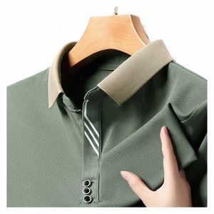2023 High-End Summer Busin Casual Cool Breathable Fabric Men's Lapel Polo Shirt Short Sleeve Fi Designer Tops M-4XL t6WT#