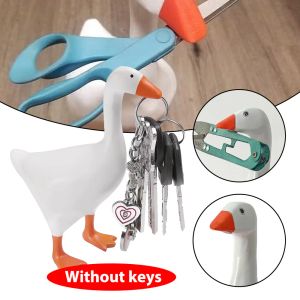 Miniatyrer Creative Magnetic Hooks Duck Shape Nyckelhållare Hem Lagringshållare Hanger Magnet Magnet Keychain Holder Desk Decor Gift