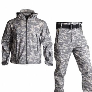 Taktische Jacken Uniform US Army Jacke Hosen Militär Shark Skin Softshell Fleece Kleidung Windjacke Pilot Field Hood Mantel c5iQ #