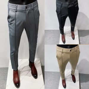 2024 pantaloni da abito da lavoro Casual primavera estate uomo tinta unita Slim Fit pantaloni sociali da ufficio girovita elastico pantaloni formali da uomo