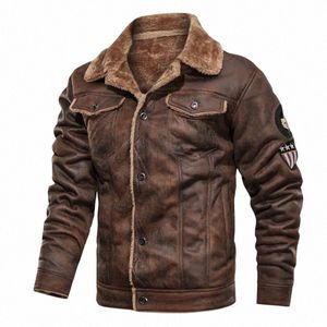 new Winter Men's Fur Leather Jacket Coat Male Retro Suede Streetwear Thicken Leather Bomber Jacket Men Brand Biker Jacket AGH01 904W#