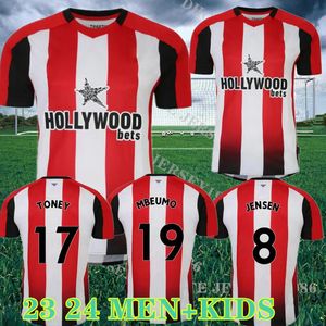 23 24 Brentfords FC Home Futebol Jerseys 2023 2024 Adulto TONY MBEUMO HENRY Segundo camisas de futebol Homens Kit Kids 999