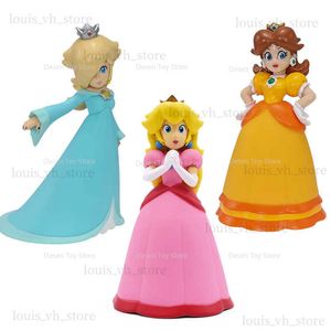 Action Toy Figures 3 Styles Bros Figures Peach Princess Daisy Rosalina Beauty Anime Action PVC Toys Figures Speldockgåvor för barn T240325