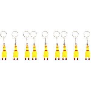 Toys 9PCS Squeeze Screaming Chicken Keychain Funny Yellow Squeaking Chicken Pendant For Keys Bags Phones Mini Screaming Chicken