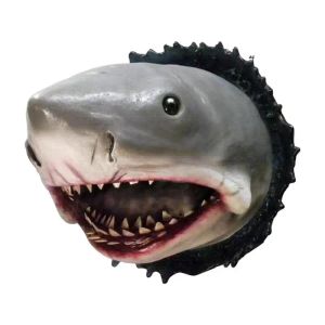 Skulpturer Shark Head 3D väggmonterad hajdekor hartshaj huvud kreativ väggkonst skulptur dekoration för hemmet vardagsrumskontor