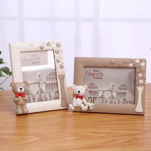 Frame grazioso orso fotogramma telaio della crescita baby tavolo commemorativo ornamento decorazione per la casa regalo di nuovo anno 1 pezzo rettangolo di plastica cornice di plastica