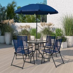 Camp Furniture Outdoor Tables And Chairs 6-piece Set Of Garden Umbrella Style Dining Table-outdoor Folding