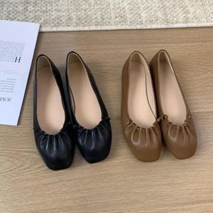 Casual Schuhe Bailamos 2024 Frühling Frauen Wohnungen Ballett Flache Slip Auf Loafers Hohe Qualität Weiche Karree Ballerina Mu