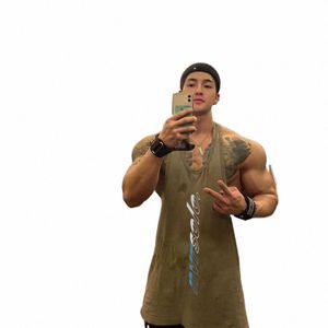 gym Brand Workout Casual Sportswear Stringer Clothing Bodybuilding Singlets Fitn Vest Men's Tank Top Muscle Sleevel Shirt 58fV#