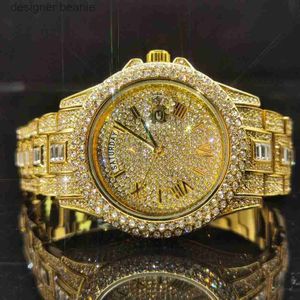 Wristwatches MISSFOX Dual Calendar Round Quartz Fashion All Diamond Luxury Rel gio Masculino New Hot Style Sparkling QuartzC24410