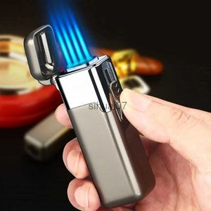 Lighters Power Four Flame Butane Torch Lighter Cigar Windproof Lighters High Quality Refillable Butane Gas Lighter Smoking Accessories 240325