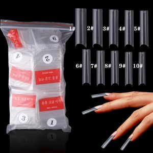 500Pcs/Bag Long C Curve Nail Tips Coffin Reusable Fake Nails Extension Tip Acrylic Gel Capsules French Square Shape Tools 240318