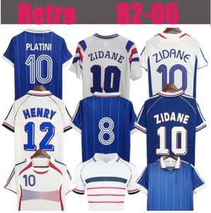 1998 Versão Retro Camisa de Futebol Francesa 96 98 02 04 06 Zidane Henry Maillot De Foot Camisa de Futebol 2000 Home Trezeguet Uniforme de Futebol