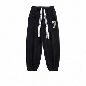 Esporte correndo solto sweatpants inverno quente lã malha calças bordado bolso calças masculinas velo jogging calças para homem r96o #