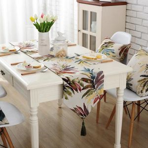 Table Runner SunnyRain 1-Piece Linen Cotton Colorful Leaves Wedding Party Decoration Runners