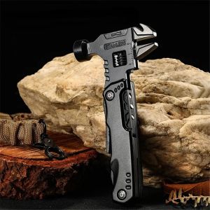 Hammer Multi Functional Adjustable Openend Wrench Combination Universal Folding Pliers Hammer EDC Tool for Camp Outdoor Survival