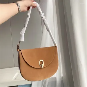 Borse da sera Nicchia Retro Hobo Ascella Pelle di mucca Pelle scamosciata Flip Borsa a spalla diagonale Moda Donna