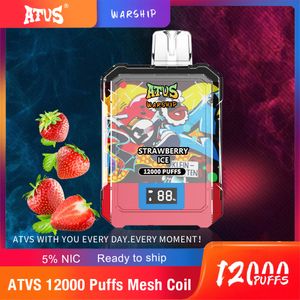 2024 ATVS Puffs Vapes Tek Kullanımlık E-sigaralar 20ml Önceden Dolu Örgü Bobin 650mAh Şarj Edilebilir Pil Geçerleri