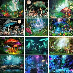 Ramka Chenistory Malaning według liczb Magic Forest Landscape DIY dla dorosłych akrylowy wystrój domu kolorowanki według liczb Streszczenie grzyba