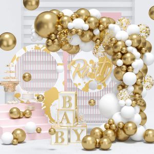 Leathercraft White Golden Balloon Garland Arch Kit Wedding Birthday Party Decoration Kids 1st Birthday Ballon Baby Shower Confetti Baloon