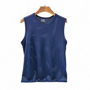 Summer Men Tank Topps Male BodyShaper Fitn Mesh Breattable Singlets Underhirt Solid Color Quick-Drying Tees Ärmskjortor N8HE#