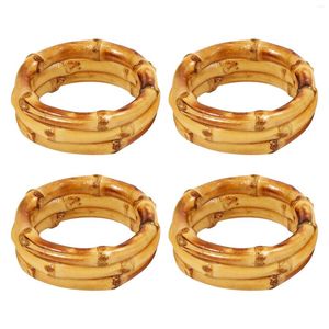 Baking Moulds Wood Bamboo Napkin Rings Set Of 4 Handmade Rattan Holder Table Decorations For Wedding