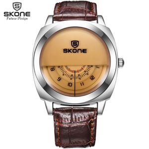 Unikalna projektant Vogue SKONE Watches Men luksus mody swobodny skórzany pasek zegarek kwarc WrtistWatch Relogio Masculino Y1905218t