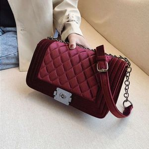 Toptan lüks bayanlar yüksek kaliteli kadife crossbody cüzdanlar tasarımcı çanta zincir omuz çantaları kadınlar için