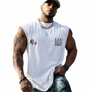 Summer New Brand Men Gym Tank Tops Workout Fitn Bodybuilding Sleewel Shirt Manlig träning Cott Undertröja sport Vest Top R8pm#