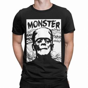 Mster Frankenstein TシャツメンズコットクールTシャツクルーネッククラシックハレンカーロフドラキュラホラーTシャツ半袖X3AP＃