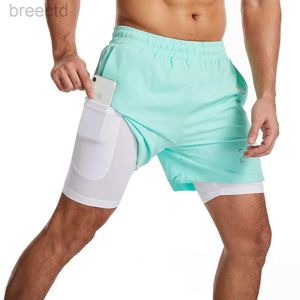 Herren-Shorts, Herren-Shorts, S-5XL, Jogging-Shorts, Herren, 2-in-1-Shorts, Fitnessstudio, Fitness, integrierte Tasche, schnell trocknend, Laufshorts, Herren-Sportshorts, 24325