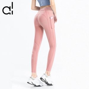 Al-CK915 Kadın Yoga Tozluk Pantolon Fitness, Yan Cep Spor Salıncak Damlı Şeftali Şeftali Tucaklı Pantolonla Koşuyor Egzersiz Yukarı