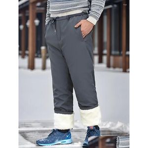 Pantaloni da uomo 2024 Pantaloni termici invernali foderati in pile pesante pesante invernale Pantaloni maschili dritti casual da neve caldi Plus Size 8XL Drop Delivery Ap Otoxz