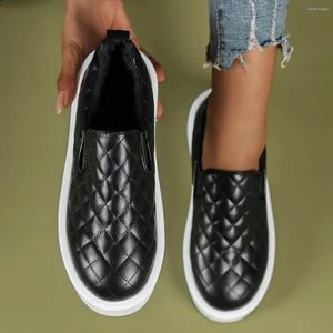 Casual Shoes Plus Size Round Toe Flat for Women Fashion Slip On Black Sneakers Walking Zapatillas Mujer 2024