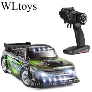 Carros wltoys k989 atualizado 284131 1/28 com luzes led 2.4g 4wd 30km/h chassi de metal elétrico de alta velocidade offroad drift rc carros