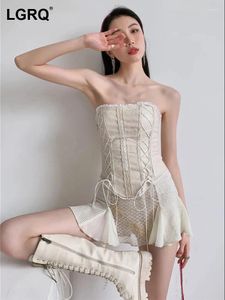 Gonne Fasciatura Corsetto Top Croce Backless Tubo Beige Bustini Corsetti Vintage 2024 Estate Moda Donna Vestiti 20A2720