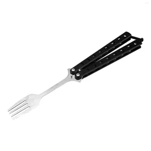 Servis uppsättningar Butterfly Fork Camping Table Provy Metal 9.06 '' Outdoor Training for Handing Barbecue Office Travel BBQ