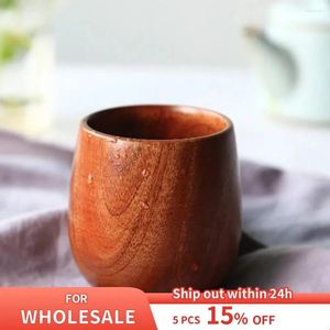 Tumblers 100ml madeiras grande barriga copo criativo padrão de madeira maciça de madeira esculpida anti escald xícaras de chá simples perfumado utensílios de mesa originais