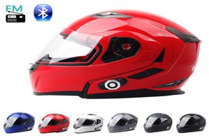 Capacete modular para motocicleta aprovado pelo DOT, capacete de segurança com lente dupla totalmente aberta, intercomunicador Bluetooth integrado e rádio FM9177174