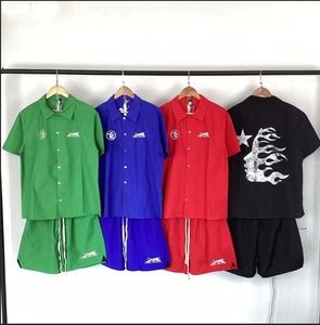 Designer Hellstar Shirt Men's Tracksuit Top Quality Lapel Short Sleeve and Shorts Passar Casual Hip Hop Street Youth Hellstar Boy and Girls Short Sleeve Suit
