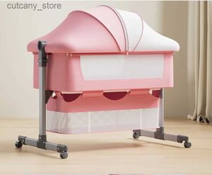Baby Cribs PinkNewborn Crib Ropean St Childrens Crib Rovab Multi functional Portable Folding Baby Doll Bed L240320