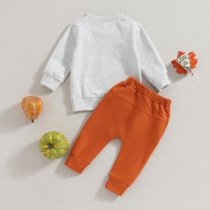 Conjuntos de roupas de Ação de Graças Baby Boy Outfit Carta Impresso Devorar Manga Longa Crewneck Moletom Calças Infantil Outono Roupas de Inverno