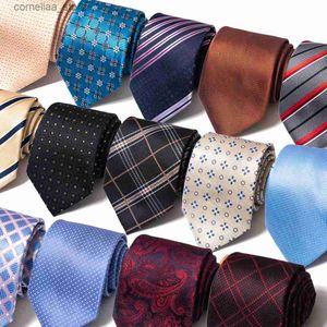 Neck Ties Neck Ties Tie Gravatas Fashion Wholesale Woven 8 cm Necktie Wedding Accessories Blue Man Dot Fit Group Party Office Y240325