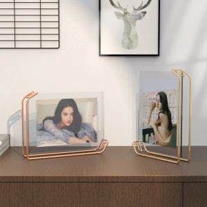 Frame 6 8 Inch A4 Acrylic Photo Frame Sign Holder Metal Picture Display Stand Menu Paper Price Listing Poster Frame Baby Wedding Gift