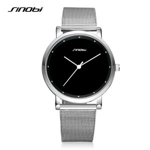 SINOBI Men Wrist Watches Fashion Simple Male Geneva Quartz Clock Stainless Steel Casual Watch Black Montres Hommes Drop 302P