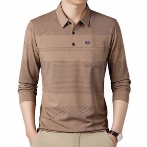 2024 New Fi Polo Shirt Brand Solid Striped Graphic T-shirt Lg Sleeve Autumn and Spring Clothing Men's Korean Polo Shirt X53H#