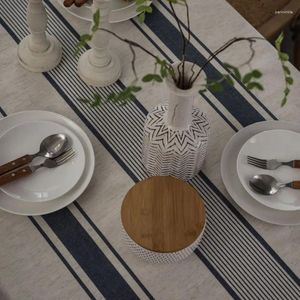 Toalha de mesa promoção toalha de mesa listrada francesa tecido de linho de algodão à prova de poeira retângulo de fazenda para festa cozinha jantar brunches