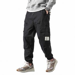 Mäns byxor Spring Korean Jogging Military Cargo Pants Casual Sports Winter Tjockade Jogging Pants Solid Color Sweatpants C9fe#