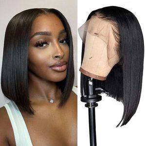 OPRT Wig 13x4 Lace Front Glueless Wigs Human Pre Plucked with Baby Hair 180% Density Short Bob for Black Women 12 Inch